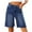 Blue, variant on Sakmal Bermuda Shorts for Women Blue Jean Denim Solid High Waisted 9 Inch Inseam Shorts with Pockets
