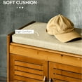 thumbnail image 4 of Bamboo Shoe Bench with Storage in Brown for Hallway Entryway Provides Comfortable Seating and Ample Shoe Space, 4 of 6