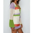 thumbnail image 5 of Women Y2K Crochet Knit Mini Dress Long Sleeve Colorful Hollow Out Sweater Dress Swimsuit Bikini Cover Ups Dresses Beachwear, 5 of 7