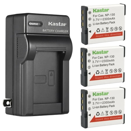Kastar 3-Pack Battery and AC Wall Charger Replacement for Casio Exilim EX-ZR1000BK EX-ZR1000RD EX-ZR1000WE Exilim EX-ZR1100 Exilim EX-ZR1200 Exilim EX-ZR1300 Exilim EX-ZR1500 Exilim EX-ZR1600