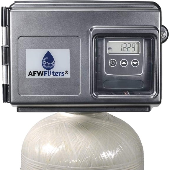 AFWFilters Metered water softener with 1" Fleck 2510SXT control, 24,000 grain capacity with by-pass valve
