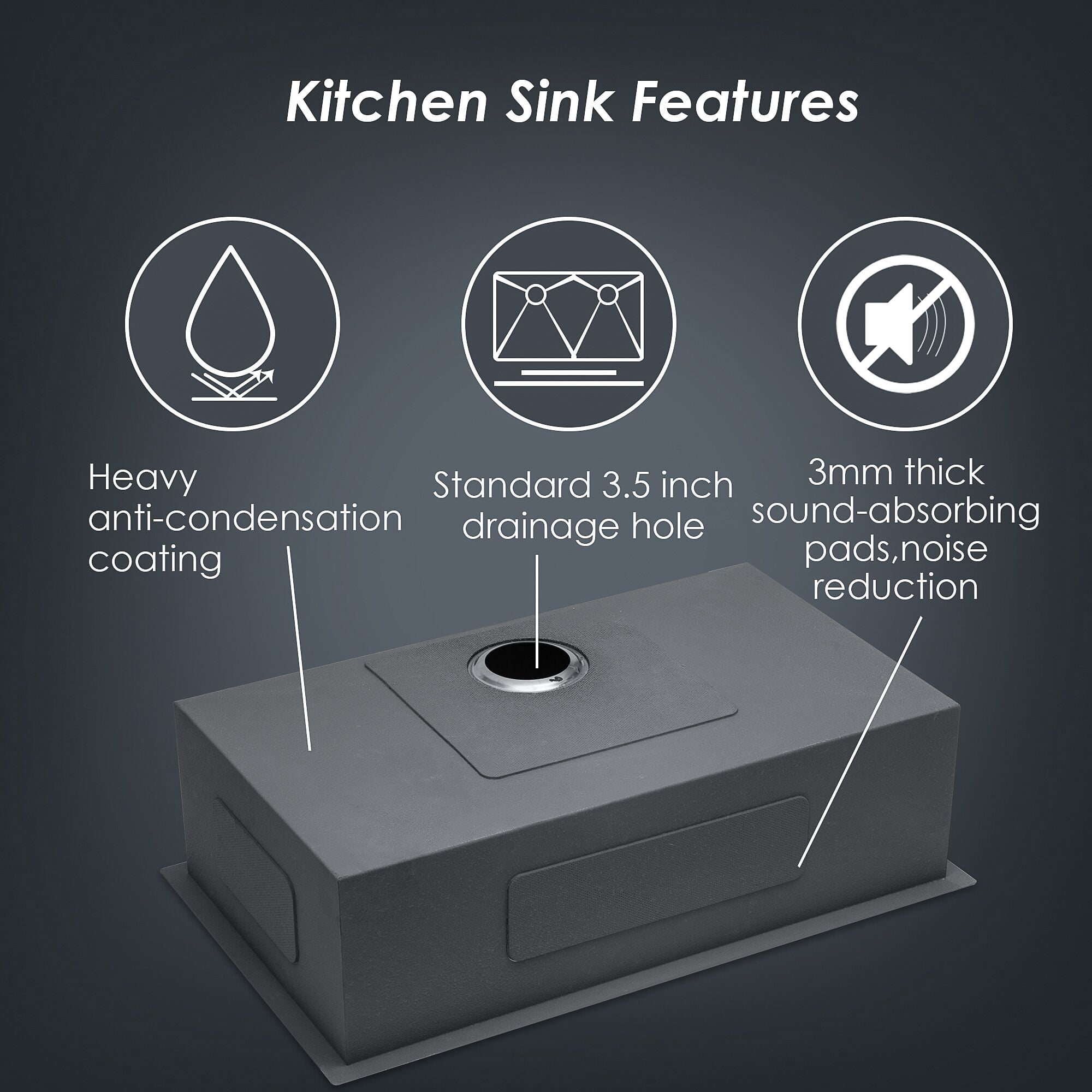 Boyuevi 32 Inch Undermount Sink - 32" x 19" x 9" Undermount Stainless Steel Kitchen Sink 16 Gauge 9 Inch Deep Single Bowl Kitchen Sink Basin, Includes Drain Assembly (No Additional Accessories)