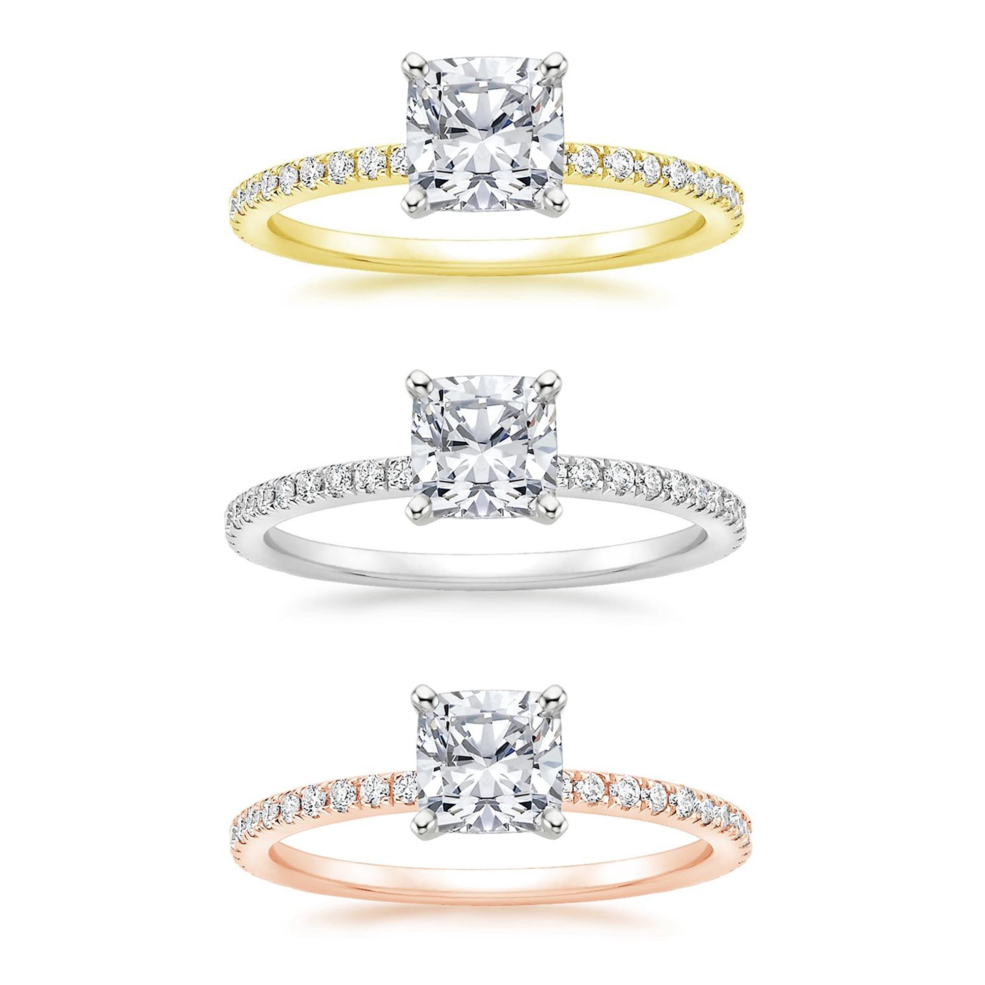 Arista 1-3/8 Carat T.W. Cushion Swarovski Diamonds White Solitaire Engagement Ring in Yellow Plated Sterling Silver