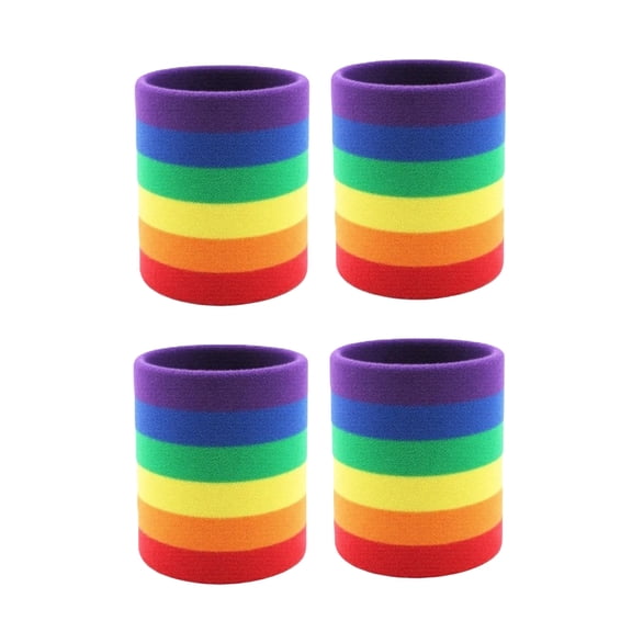 Couver Striped Sports Wristbands Mens Womens Rainbow, 2 Pairs