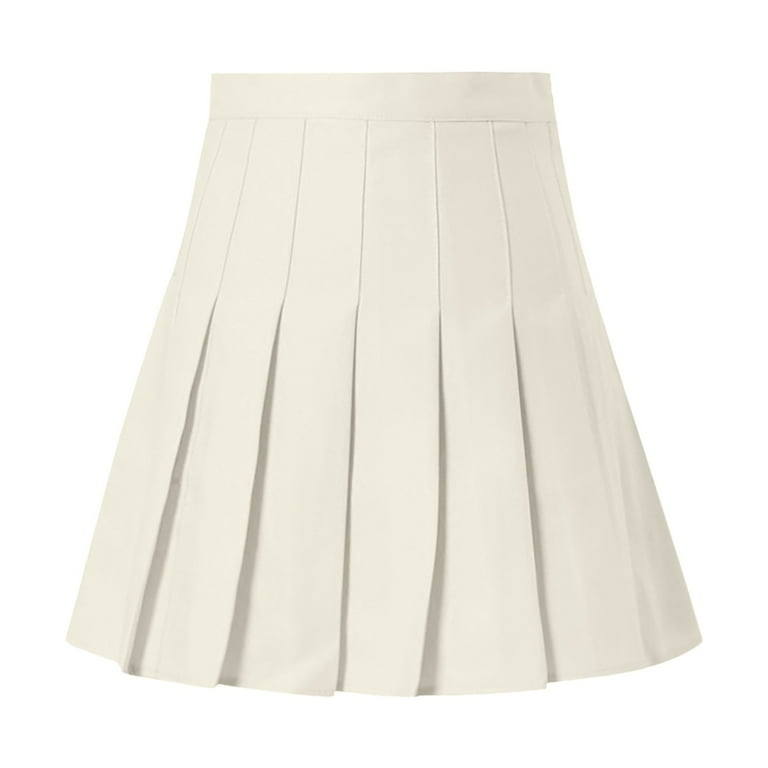 Ploknplq Knife Pleat Skirt for Women Solid Mini Length