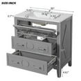 thumbnail image 6 of 30'' Bathroom Vanity Solid Wood & MDF, Ceramic Sink Combo with 3 Drawers, Free Standing Storage Cabinet for Bathroom, Gray, 6 of 7