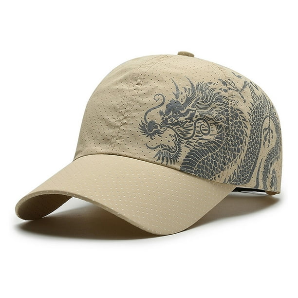 Visland Sunshade Cap Ultralight Quick Drying Chinese Style Dragon Print Baseball Hat For Outdoor