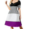 thumbnail image 1 of Vestido elegante de manga corta con estampado de bandera del orgullo asexual repetida sin costuras para mujer, vestidos de verano para mujer 2025, 1 of 7