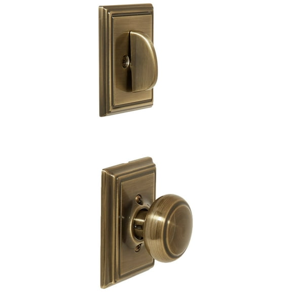 Schlage Lock Company F59AND609ADD Antique Brass Andover Interior Pack Knob Set with Single Cylinder Deadbolt and Decorative Addison Rose Interior Half Only,Antique Brass/Brass