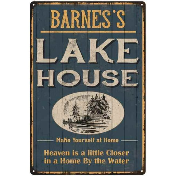 BARNES'S Lake House Blue Cabin Home Decor 12 x 18 Matte Finish Metal 112180038099