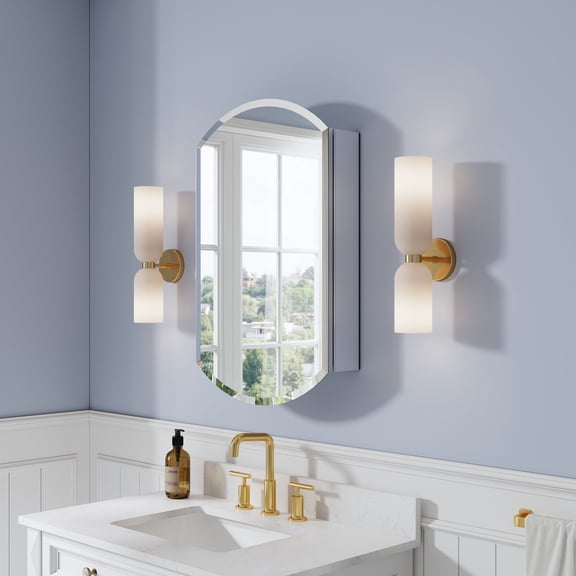 ANGELES HOME 20" x 32" Copper-Free Tri-Views Bathroom Medicine Cabinet, Wall Mounted Medicine Cabinet with Beveled Edge Mirrored Door