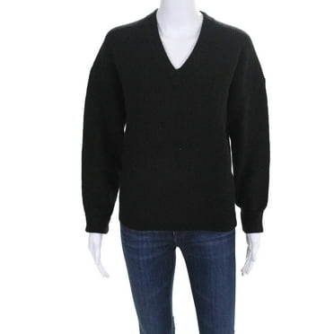 French Connection Womens Long Sleeve V-Neck Ribbed Sweater Black Size XS