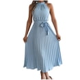 thumbnail image 1 of Birdeem Robe d'Été Élégante pour Femmes Col Rond Sans Manches Taille Pliée, 1 of 7
