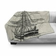thumbnail image 3 of Pirate Ship Soft Flannel Fleece Blanket, Sailing Boat Detailed Illustration Nautical Maritime Theme Vintage Style Art, Cozy Plush for Indoor and Outdoor Use, 50" x 70", Cream Black, by Ambesonne, 3 of 6