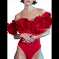 thumbnail image 2 of Traje de Baño de una Pieza para Mujer, Falda Cruzada, Pareo, Bikini con Estampado Floral Retro. Traje de Baño Rojo XL, 2 of 8