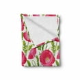 thumbnail image 2 of Poppy Flower Soft Flannel Fleece Blanket, Leaves and Petals Watercolors Bouquet Romance Inspiration Valentines Day, Cozy Plush for Indoor and Outdoor Use, 70" x 90", Green Pink Cream, by Ambesonne, 2 of 6