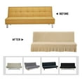 thumbnail image 5 of Dowbom Armless Futon Slipcover with Skirt,Stretch Foldable Sofa Bed Protector Dust-Proof Washable Soft Spandex Without Armrests Futon Cover for Living Room Bedroom-M(150-190cm)-Beige, 5 of 7