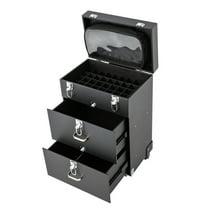 Rolling Makeup Train Case Pro Large Makeup Trolley Case Travel Cosmetic with 4 Locking Salon Barber Carrying Case