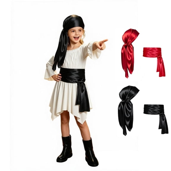 Kids Pirate Headband with Sash Two Piece Set Pirate Costume Halloween Cosplay Halloween Costume