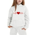 thumbnail image 3 of LEKWK Girls 2-Piece Sweatsuit Set Heartbeat Graphic Long Sleeve Hooded Sweatshirt Joggers Tracksuit Big Kid Casual Warm Fleece Lined Activewear School, 3 of 5