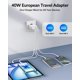 thumbnail image 2 of Adaptador de enchufe de viaje USINFLY Cargador USB C europeo de 40 W y 4 puertos, 2 of 7