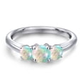 thumbnail image 3 of Gem Stone King 925 Sterling Silver Simulated White Opal Engagement Ring for Women | 1.00 Cttw | Round Cabochon 5MM | Gemstone October Birthstone | Size 6, 3 of 6