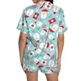 thumbnail image 5 of Pyjama pour Femmes en Satin de Soie à Imprimé Graphique, Mignon, Tenue de Nuit, Boutons, Hauts à Manches Courtes, Ensembles de Shorts, 5 of 5