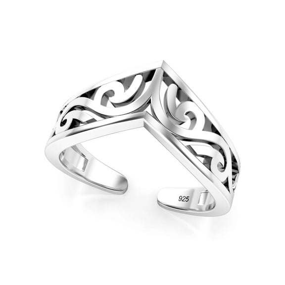 Sterling Silver Tiara Adjustable Toe Band Ring