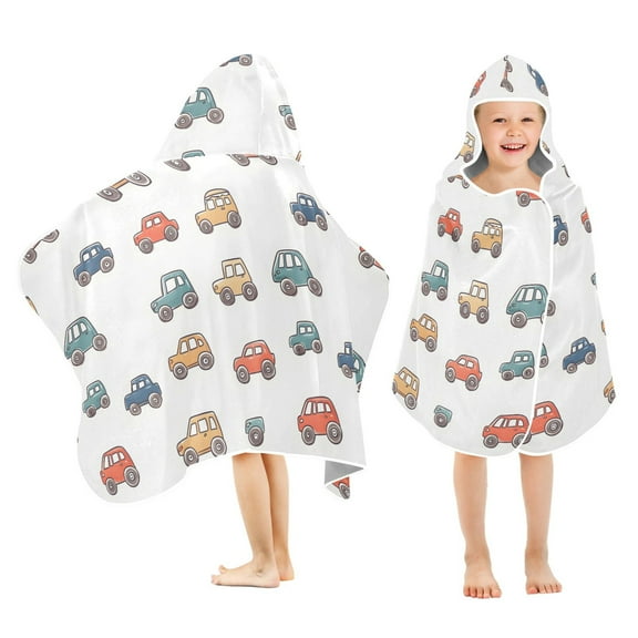 joogoo Car Cartoon Kids Hooded Beach Towel Baby Bath Towel 23.5"x50"