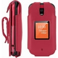 thumbnail image 3 of BELTRON Leather Case for Consumer Cellular Iris Flip Phone 2023 - Features: Secure Fit, Rotating Belt Clip, Screen & Keypad Protection SH3320 - Red, 3 of 6