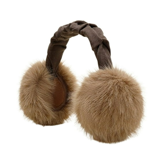 CYSFASHION Ear Muffs for Woman Plush Cold Weather Faux Fur Christmas Gifts for Grandkids Women Winter Fashion Cover Warmer Men Earmuffs Brown