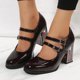 thumbnail image 2 of Amzcrzy Zapatos de mujer,Zapatos de mujer,Zapatillas de mujer, Zapatos vintage franceses de tacón alto y grueso con diseño de rosa seca para mujer Sandalias Mujer Zapatillas De Casa, 2 of 6
