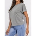 thumbnail image 3 of Womens Round Neck Cutout Twisted Back Short Sleeve Tee Summer Blouse For Women, 3 of 5
