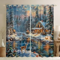 Castle Fairy Animal Deer Black Out Curtains for Teens Girls Boys,Rustic Cabin Curtains Pack Of 2 (42X63 Each),Merry Christmas Bedroom Curtains,Super Cozy Room Decor