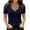 Blue, variant on Ichuanyi Womens Tops Clearance Summer Womens Tops V-Neck Summer Sexy Stitching Lace Petal Sleeve Casual T-shirts