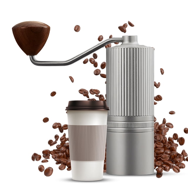 Manual Coffee Grinder - Stepless Adjustable Settings Portable Manual Coffee Grinder with CNC Stainless Steel Conical Burr Double Bearing Positioning Coffee Grinder for Home Use / Office / Travel and