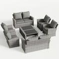 thumbnail image 5 of ELPOSUN Wicker Patio Furniture Set, 8 Piece Outdoor Sectional Conversation Sets, Gray PE Rattan Patio Sofa Set for Balcony, Porch, Backyard, Grey, 5 of 6