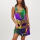 thumbnail image 1 of Vestido de dormir largo para mujer, moderno, informal, estampado, con bolsillos, sin mangas, con cuello de jardín, 1 of 7