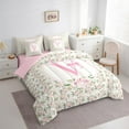 thumbnail image 3 of Castle Fairy Monogrammed Letter V 7-Piece Twin Bedding Sets for Teens Boys Girls,Kawaii Bow Bedding Comforter Set,Chic Flower Rose Breathable Sheet Sets,Super Cozy Room Decor, 3 of 8