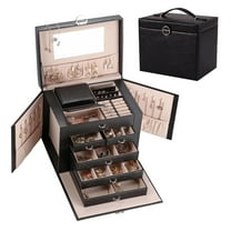 Casegrace 2-in-1 Large Jewelry Box with Mini Portable Organizer Case for Women Girls Earrings Necklace Jewelry Storage