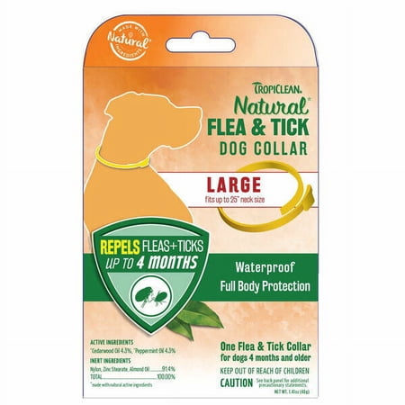 Natural Flea & Tick Repellant Dog Collars Waterproof Safe Full Body Protection (Large (up to 25"))