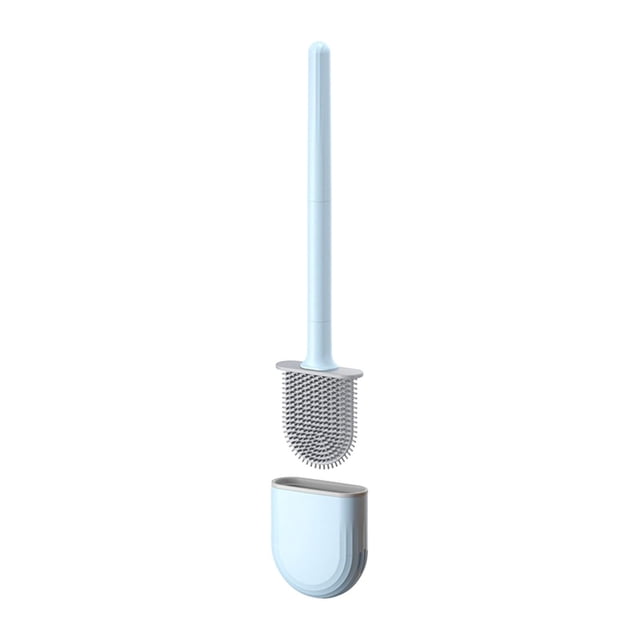 Flat Silicone Toilet Cleaning Brush and Bathroom Accessory Set Ventilated Drying Odorless Tool for WC Assembly