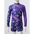 thumbnail image 4 of iiniim Kids Girls Long Sleeve Gymnastic Leotard Ballet Dance Biketard Short Unitard Dancewear 6-16 Fairy Navy 12, 4 of 7