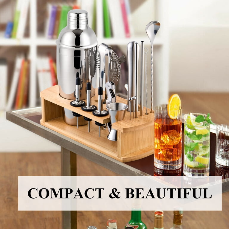 Coliware 16pcs Bartender Kit, Stainless Steel Cocktail Shaker Set