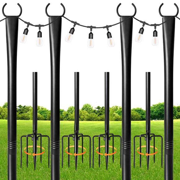 Postes metálicos para luces de cadena MuliVid, para exterior, paquete de 4