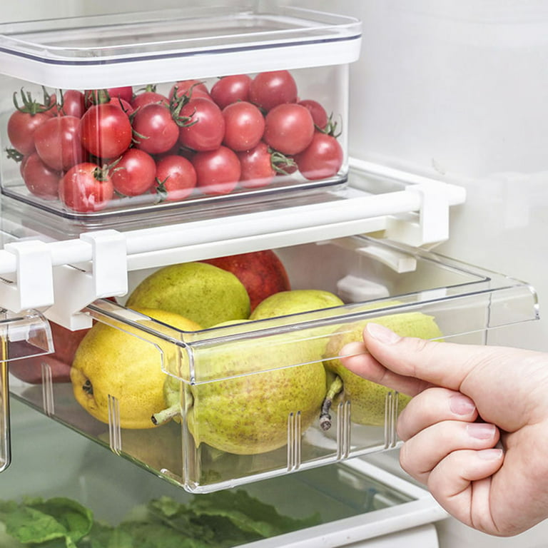 Ludlz Refrigerator Organizer Drawer for Eggs, Pull Out Fridge Drawer  Organizers Fridge Shelf Holder Storage Box 1/4/8 Compartment Multi-function