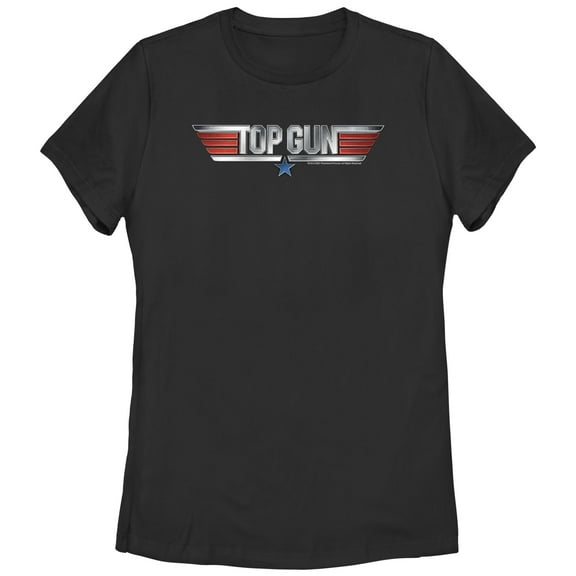 Women's Top Gun Shiny Chrome 3D Movie Logo  Graphic T-Shirt