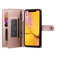 thumbnail image 5 of Allytechgroup Wallet Case for Apple iPhone XR, 9 Cards Holder + Zipper Pocket + Hand Wrist Shockproof Stand Flip Cover RFID Blocking Phone Case for Women Men, Pink, 5 of 7