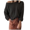 thumbnail image 1 of IROINID Women's One-Shoulder Pullover Sweater Solid Color Loose Short Length Long Sleeve Diagonal Collar Sweater Tops, 1 of 5