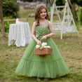 thumbnail image 2 of CAIXIA Toddler Flower Girl DressElegant Girls Party Pageant Gown With Bow And Tutu Skirt For Kids Performance,Light Green,4-5 Years, 2 of 4